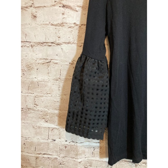 Maette Top Women Medium Black Ultra Bell Sleeve Cotton Modal Stretch Whimsy Goth - Picture 3 of 14